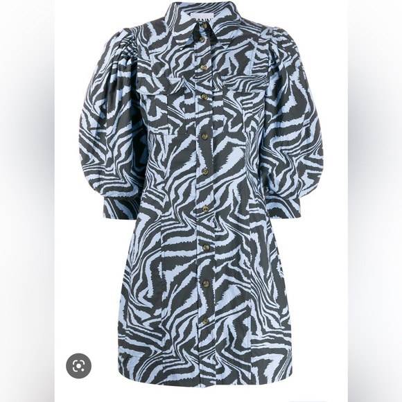 Ganni animal print puff sleeve dress